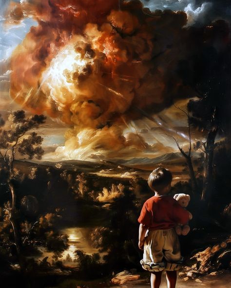 End of Innocense. #digitalpainting #digitalart #nuclearblast #abomb #atomicbomb #explosion #sixteenthcentury #armageddon #artprint #samaelfinearts Armageddon Art, Nuclear Explosion, Mysterious Things, Digital Painting Photoshop, Dark Artwork, Dark Arts, France Photography, Afraid Of The Dark, Hyperrealism