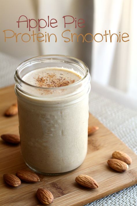 Apple Pie Protein Smoothie || runningwithspoons.com Raw Oats, Protein Shake Smoothie, Protein Smoothie Recipes, Creamy Smoothies, Vanilla Greek Yogurt, Healthy Shakes, Vanilla Almond Milk, Blender Recipes, Ground Nutmeg