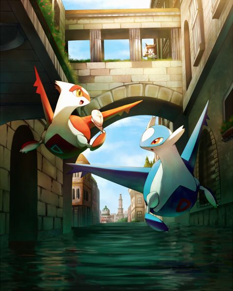 Latios and Latias. Elesa Pokemon, Latios Pokemon, Latios And Latias, Pokémon Heroes, Pokemon Movies, Mega Pokemon, Pokemon Universe, Images Kawaii, Pokémon Master