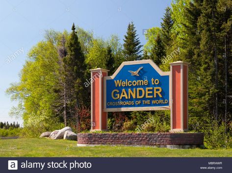 The gateway or welcome sign for Gander, Newfoundland, Canada. Newfoundland Canada, Airline Flights, American Airlines, Newfoundland, Ottawa, Airlines, Welcome Sign, North America, Dallas