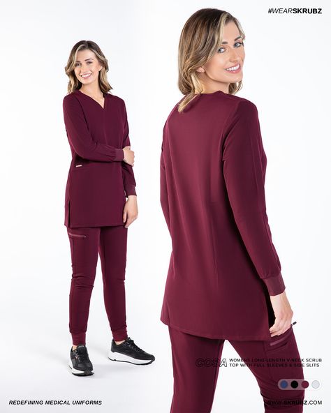 Skrubs presents COSA: the Women's Long-Length V-Neck Scrub Top with full Sleeves and strategically placed pockets and feature 4-way stretch, anti-microbial, anti-wrinkle, breathable fabric, ensuring quality, comfort and style for health care professionals. NOW AVAILABE TO SHOP https://skrubz.com/shop/cosa-womens-long-sleeves-v-neck-top #Skrubz #medicalUniform #aesthetic #surgeon #therapists #doctor #nurse #dentist #vets #Scrubs #dentalshow #futureofdentistry #vetnurses #nursingstudent #doct... Aesthetic Surgeon, Health Care Professionals, Medical Uniforms, Medical Scrubs, Full Sleeves, Nursing Students, Scrub Tops, Healthcare Professionals, Anti Wrinkle