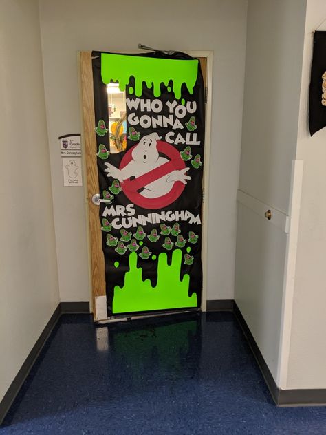 Ghostbuster Classroom Door, Ghostbusters Classroom, Scary Halloween Doors For School, Ghostbusters Door Decorations Classroom, Ghostbuster Halloween Door, Ghost Busters Door Decorations Classroom, Halloween Door Decorations Classroom Scary, Ghostbusters Bulletin Board, Ghost Busters Door Decorations