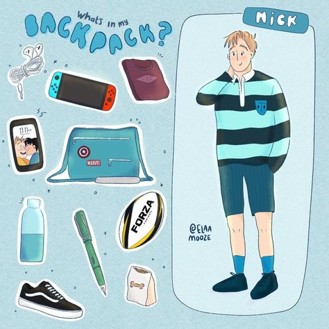 Pillow Fort Heartstopper, Nick Nelson Outfit Ideas, Heartstopper Backpack, Cute Background Pictures, Spring Phone Cases, What's In My Backpack, In My Backpack, Nick Nelson, My Backpack