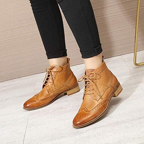 Heel For Women, Wingtip Boots, Womens High Boots, Brogue Boots, Saddle Shoes, Heels Fashion, Ankle Heels, Most Comfortable Shoes, Sheepskin Boots