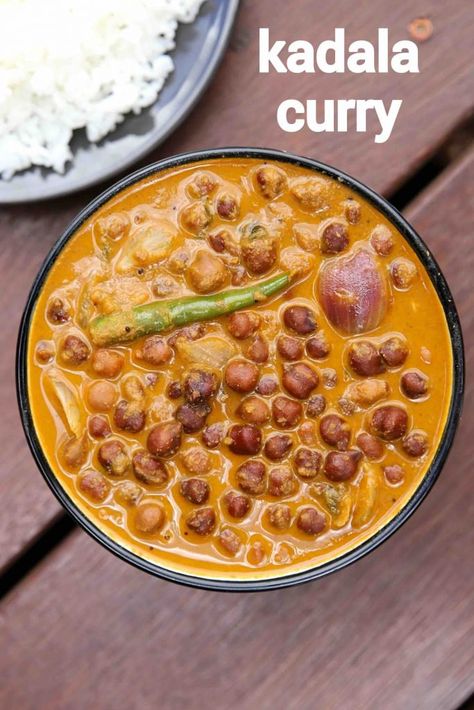 kadala curry recipe | puttu kadala curry | black chickpeas curry Indian Beans, Channa Recipe, Food Istanbul, Kerala Dishes, Kadala Curry, Puttu Recipe, Kerala Cuisine, Chickpeas Curry, Hebbars Kitchen