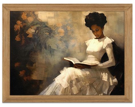 PRICES MAY VARY. Vintage African American Wall Art：This hand-painted mural of a black girl reading a book shows classical African-American landscape paintings, capturing the tranquility and contemplation of reading, exuding a unique vintage charm and cultural atmosphere. Perfect for decorating your living room or bedroom, adding a warm and cultural atmosphere 3D Texture Paintings：Adopting advanced sandstone hand-painting technology to make the characters and background more vivid, bringing visua American Wall Art, African American Wall Art, Vintage Portrait, Book Wall, Wall Art Vintage, 3d Texture, Historical Art, Vintage Portraits, African American Art