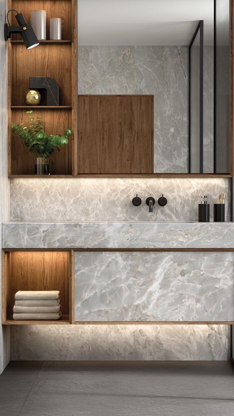 Elegance and Endurance – Sensa by Cosentino • Cosentino’s Sensa collection unfurls a tapestry of the world’s most exclusive natural stones, featuring marble, granite and quartzite. 

#powderroom #bathroom #elegantbathrooms #naturalstones #marble #granite #quartzite #architecture #homebuilders #interiordesign #amazingarchitecture #australianhomes Vancouver Quartzite, Brighton Houses, Elegant Bath, Bad Inspiration, Australian Homes, Bathroom Organization, Bathroom Storage, Interior Architecture Design, Bathroom Interior Design