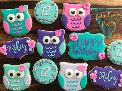 Decorated Cookies Royal Icing, Owl Cookies Royal Icing, Cookies Royal Icing, Cookie Wedding Favors, Cookies Birthday, Owl Cookies, Pop Ideas, Owl Birthday, Royal Icing Recipe