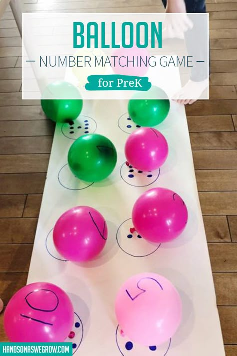 Preschool Balloon Games, Number Games For Preschool, Number Games For Toddlers, Number Games Preschool, Easy Learning Activities, Maths Eyfs, Game For Preschoolers, Balloon Games, Toddler Parenting