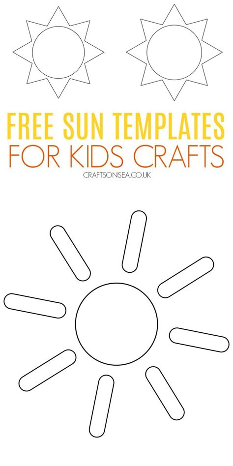 Free Sun Templates (Printable PDF) Sunshine Template Free Printable, Sun Template Free Printable, Sun Crafts For Preschoolers, Unique Bulletin Board Ideas, Sun Template, Preschool Weather, Sun Crafts, Weather Crafts, Holiday Homework