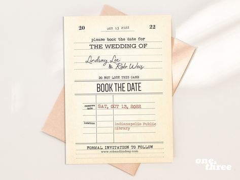 Library Card Printable, Book Lovers Wedding, Save The Dates Wedding, Library Wedding, Wedding Announcement, Card Book, Unique Invitations, Library Card, Formal Invitation