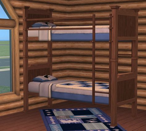 Rustic Bunk Beds, Child Bedroom, Wooden Bunk Beds, Cabin Bed, Top Bunk, The Sims 2, Los Sims, Victorian Goth, Eye Roll