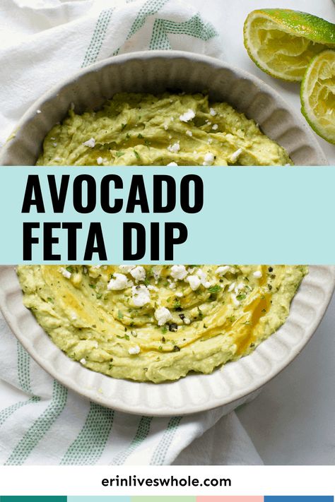 Avocado Feta Dip, Veggie Dips, Avocado Dip Recipe, Avocado Dip, Feta Dip, Free Snacks, Avocado Recipes, Yummy Dips, Healthy Appetizers