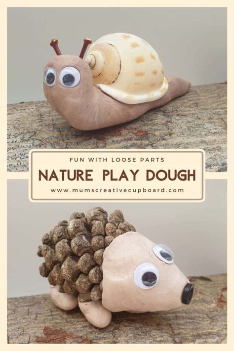 Nature Crafts For Toddlers, Pine Cone Hedgehog, Diy Nature Crafts, Easy Nature Crafts, Play Dough Ideas, Shell Crafts Kids, Nature Play Ideas, Play Ideas For Toddlers, Nature Crafts For Kids