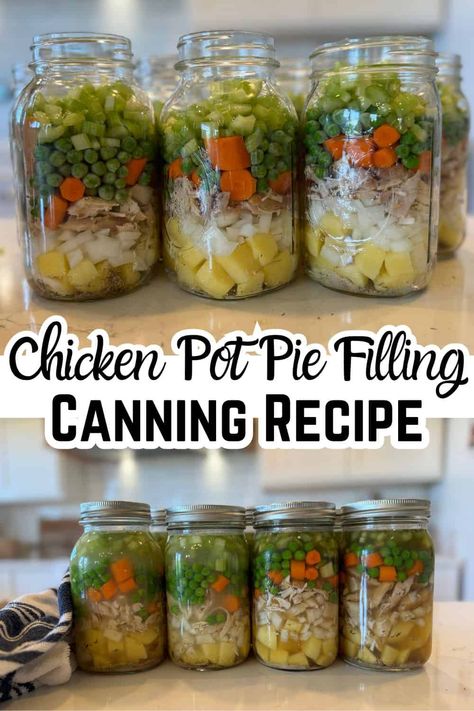 Canning Meal Starters, Water Bath Canning Butter, Pressure Canning Chicken Pot Pie Filling, Dinner Canning Recipes, Hamburger Canning Recipes, Things To Can In The Winter, Canning Pot Pie Filling, Pressure Canning Leftovers, Broccoli Canning Recipes