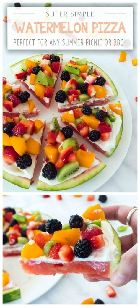 Easy to make Fruit Pizza for a refreshing dessert idea. Watermelon Pizza Dessert Recipe found on TodaysCreativeLife.com Pizza Dessert Recipe, Yogurt Desserts, Yogurt And Fruit, Pizza Sugar Cookie, Dessert Pizza Recipes, Pizza Dessert, Watermelon Pizza, Yogurt Dessert, Dessert Original