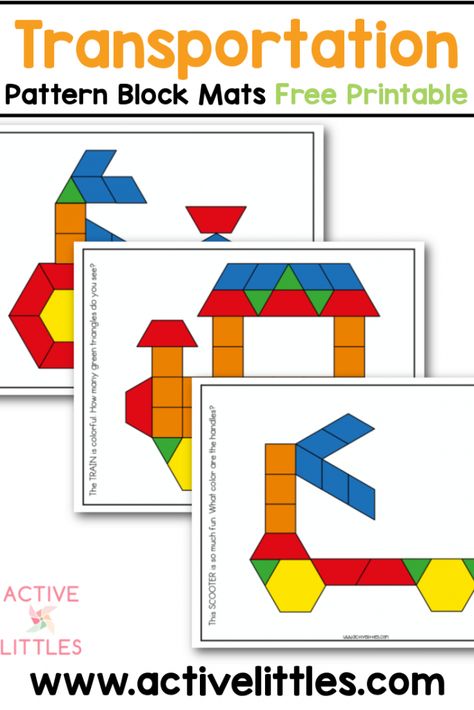 Preschool Math Transportation, Transport Theme Craft Ideas, Transportation Block Center Preschool, Transportation Inquiry Kindergarten, Transportation Fine Motor Activities Preschool, Transportation Theme Activities For Preschool, Roads Theme Preschool, Block Patterns Preschool Free Printable, Math Transportation Activities