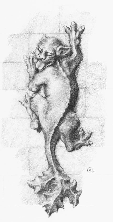 Gargoyle Drawing, Gargoyles Art, Gothic Landscape, Gargoyle Tattoo, Gothic Gargoyles, Landscape Pencil Drawings, Creepy Tattoos, Horror Tattoo, Sketchbook Drawings