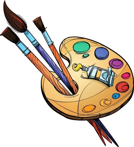 Artists palette with paints brushes and roses Vector Image Paint Pallet Drawing, Cartoon Paint Brush, Painting Pallets, Artists Palette, Roses Vector, Brush Art, Time Pass, Paint Brush Art, Brush Drawing