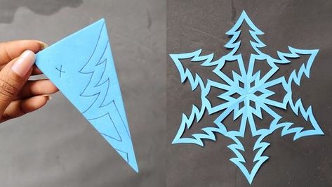 Snowflake Stencil Cutout, 3-d Snowflakes How To Make, Christmas Crafts With Hot Glue, How To Cut Out A Snowflake, Diy Christmas Ornaments Easy Paper, Paper Snowflake Ornaments Diy, Christmas Paper Snowflakes Diy, Homemade Paper Snowflakes, How To Cut Out Snowflakes