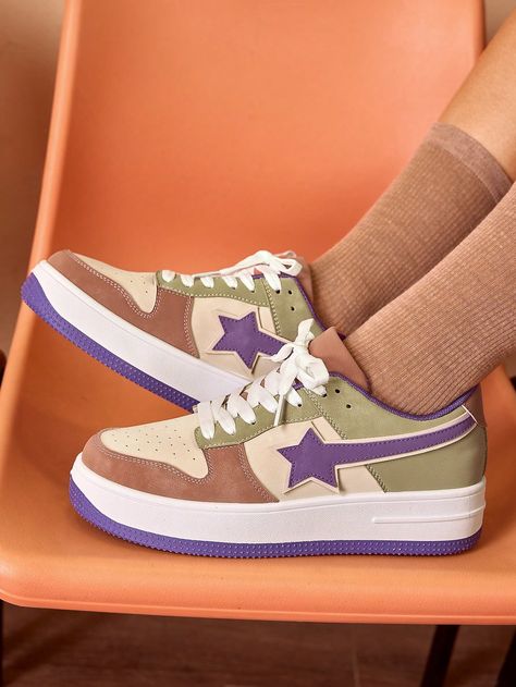 Women`S Fashion Colorblock Vintage Sneakers, Thick Sole, Waterproof, Casual Shoes For Spring & Fall Christmas Multicolor         Women Shoes, size features are:Bust: ,Length: ,Sleeve Length: Shoes For Spring, Basket Vintage, Vintage Sneakers, Cropped Leather Jacket, Inspiration Mode, Spring And Fall, Women Clothes Sale, All Fashion, Women Long Sleeve