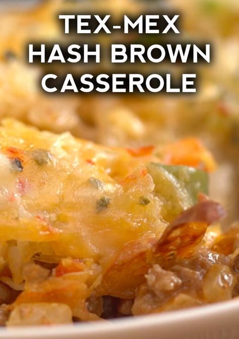 Tex-Mex Taco Hashbrown Casserole | Everything we love about breakfast in one spicy casserole! Tex Mex Hashbrown Casserole, Southwest Hashbrown Casserole, Taco Hashbrown Casserole Oven, Mexican Hashbrown Casserole, Taco Hashbrown Casserole, Crockpot Hashbrown Casserole, Hashbrown Casserole Recipe, Simply Potatoes, Hash Brown Casserole