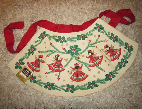 Vintage Bucilla, Red Ties, Mid Century Modern Christmas, Holiday Aprons, Christmas Apron, Homemade Christmas Decorations, Retro Apron, Christmas Aprons, Charming Christmas