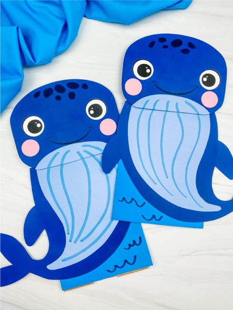 Kids learning about ocean animals? Add this paper bag whale to your unit studies! Download the free template and make it with preschool and elementary children. Whale Puppet, Paper Whale, Ocean Craft, Snail And The Whale, Crafts 2024, Ocean Animal Crafts, Macrame Hangers, Octopus Crafts, Whale Crafts