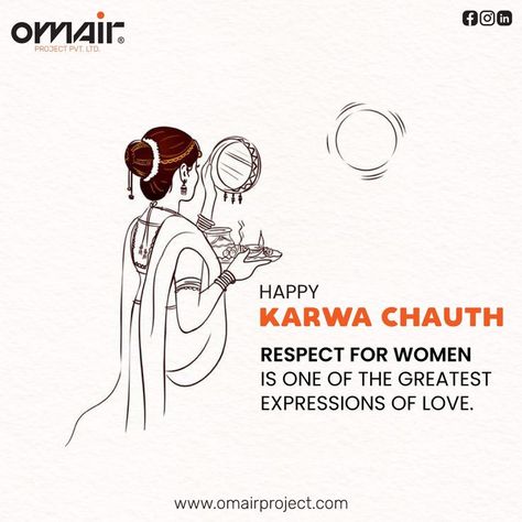 Here is a suggested social media caption for the image related to Karwa Chauth: ✨ Happy Karwa Chauth! ✨ On this special day, let’s honor the love, dedication, and strength of women. Respect is the truest form of love, and today we celebrate that bond. 🌙💫 Wishing all couples happiness and eternal togetherness. #KarwaChauth #RespectForWomen #CelebrationOfLove #OmairProjects #KarwaChauth2024 #StrengthAndLove Women Respect, Happy Karwa Chauth, Of Love, Social Media, Let It Be, Media