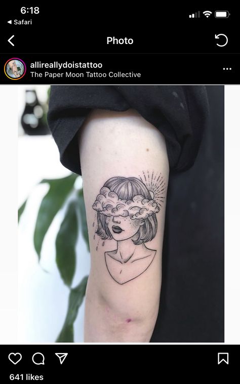 Head In The Stars Tattoo, Cloudy Mind Tattoo, Head In The Clouds Tattoo, Simple Tats, Choose Her, Self Love Tattoo, Cloud Tattoo, Why Her, Head Tattoos