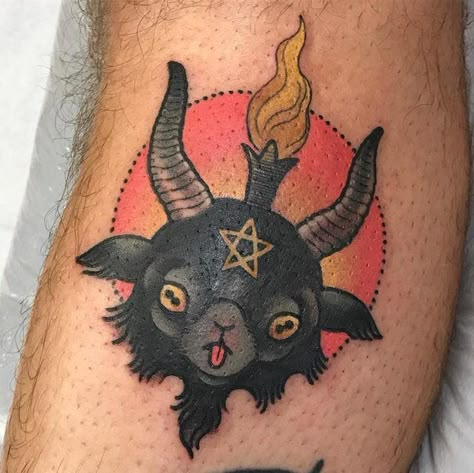 Tiny Devil / Goat Tattoo Satanic Tattoos, Black Phillip, Goat Head, Lion Tattoos, Halloween Tattoo, A Goat, Halloween Tattoos, Dark Tattoo, Dream Tattoos