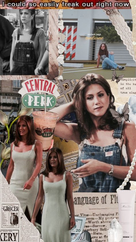 rachel green - friends #aesthetic #collage #vintage #art #moodboard #rachelgreen #friends Rachel Friends Aesthetic, Rachel Green Asthetics, Rachel Green Wallpaper Aesthetic, Rachel Green Moodboard, Rachel Green Aesthetic Moodboard, Friends Aesthetic Collage, Rachel Green Wallpaper, Friends Moodboard, Rachel Green Aesthetic