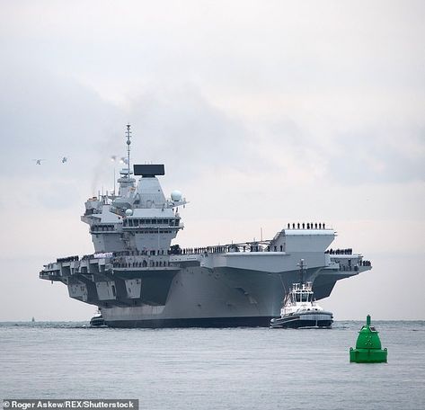 Royal Navy's new aircraft carrier HMS Queen Elizabeth arrives in Portsmouth in 2017 British Aircraft Carrier, Royal Navy Aircraft Carriers, Hms Ark Royal, F 35 Lightning, Hms Queen Elizabeth, Navy Carriers, F 35 Lightning Ii, Royal Navy Ships, Navy Aircraft Carrier