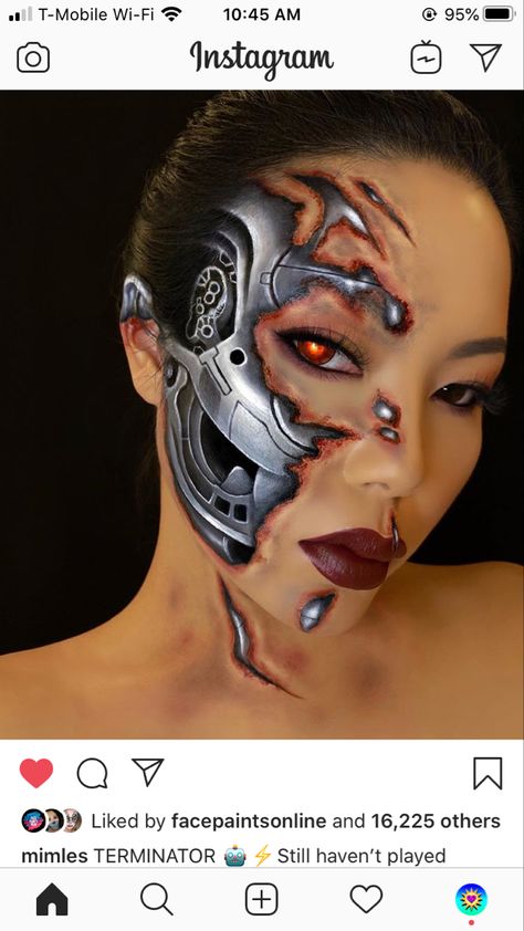 Terminator Makeup, Makeup Ideas Looks, Robot Makeup, Best Halloween Makeup, Halloween Fx, Futuristic Makeup, Halloween Makeup Look, Halloweenský Makeup, 2020 Makeup