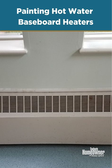 Hot water baseboard heater, seen in a mid-century home, at close range. Heat Registers, Baseboard Heater Covers, Painting Baseboards, Baseboard Heater, How To Remove Rust, Water Heating, Hot Water Heater, Garage Workshop, Baseboards