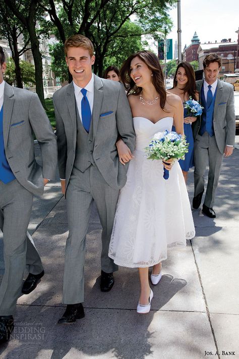 grey tuxedo | jos a bank tuxedos grey savoy tuxedo style 332 cobalt blue accessories Groom Trends, Cobalt Blue Weddings, Royal Blue Tie, Wedding Inspirasi, Royal Blue Wedding, Groom Tuxedo, Wedding Speech, Theme Color, Gray Weddings