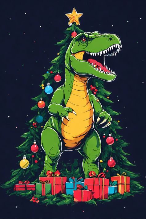 T-Rex Christmas Tree T-Shirt Christmas Dinosaur Wallpaper, T Rex Christmas Tree, Christmas Sketches, Dino Christmas, Pop Up Christmas Cards, Tree Rex, Christmas Sketch, Christmas Dinosaur, Dinosaur Wallpaper