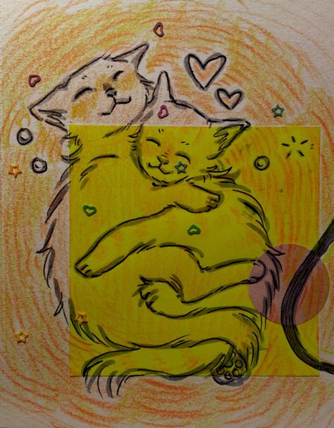 cuddling kitty cats all good in the world 2 Cats Cuddling Drawing, Cuddling Cats Drawing, Two Cats Sitting Together Drawing, Cuddle Drawing Poses, Cat Cuddling Drawing, Cats Cuddling Drawing Reference, Cute Cuddle Drawings, Cuddle Drawing Reference, Cuddles Drawing