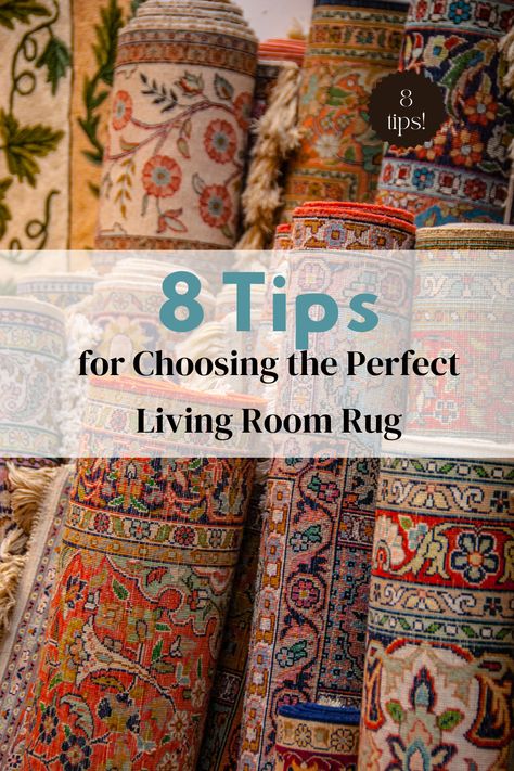 Selecting Rug For Living Room, Rug Area Living Room Ideas, Living Room Rug On Carpet Ideas, Runner Rug In Living Room, Trendy Living Room Rugs, Carpet Design Living Room, Statement Rug Living Room, Living Room Rug Color Ideas, Trending Rugs Living Rooms