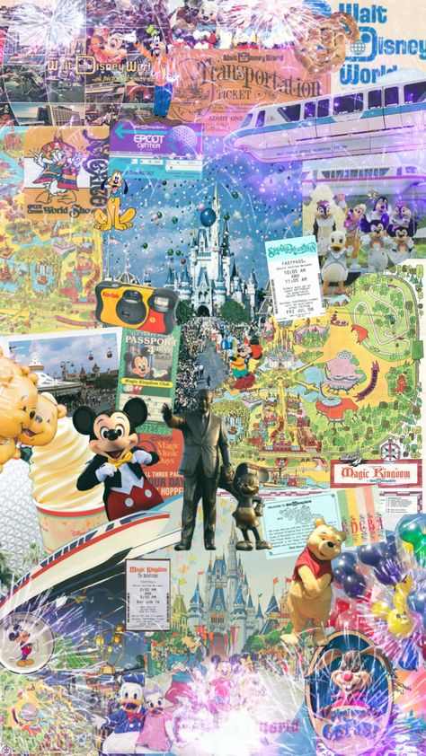 A magical gathering of Disney dreams… #collageart #aesthetic #vintage #disney #art #pinterest #wishes #fireworks #disneyworld #disneyaesthetic #wdw #fyp Disney World Collage Wallpaper, Retro Disney Aesthetic Wallpaper, Disney World Backgrounds, Disney Princess Iphone Wallpaper, Walt Disney World Wallpaper Iphone, Disney World Background, Disney Background Aesthetic, Disney World Aesthetic Wallpaper, Disney Collage Wallpapers