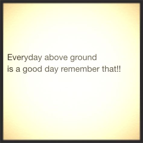 Everyday above ground is a good day, remember that!! Everyday Above Ground Is A Great Day, Cup Quotes, Wallpaper Quotes, Good Day, Quotes To Live By, Me Quotes, Body Art, Every Day, Inspirational Quotes