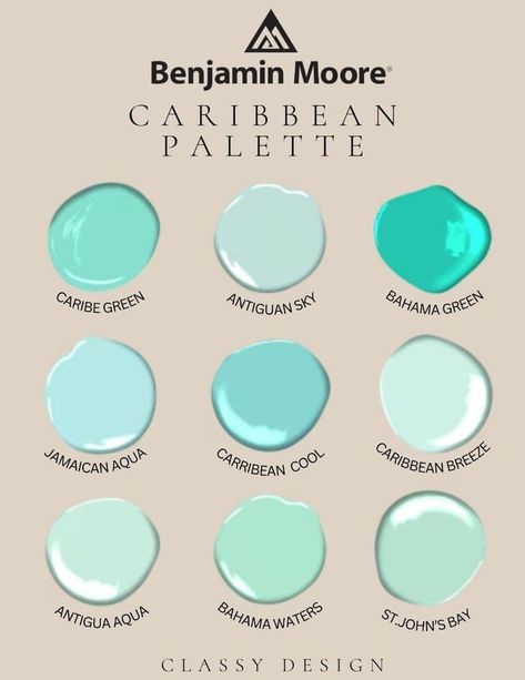 Aqua Wall Color, Jamaican Aqua Benjamin Moore, Aqua Paint Colors, Turquoise Paint Colors, Coastal Paint Colors, Coastal Paint, Beach House Colors, Living Colors, Turquoise Color Palette