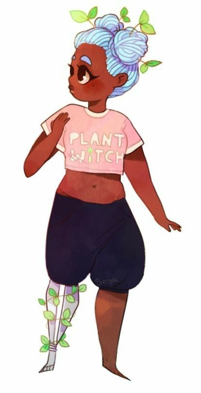 Purple And Green Hair, Plant Witch, Plant Reference, Totoro Shirt, Lighter Skin, Witch Art, Dessin Adorable, Purple And Green, Character Design References