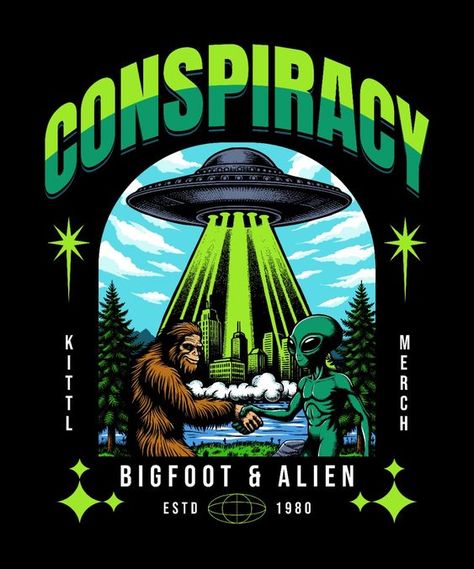 Conspiracy bigfoot and alien T-Shirt Design Template T shirt #tshirt t-shirt #t_shirt t shirts #tshirts t-shirts #t_shirts T shirt design #tshirtdesign T-shirt designs #t_shirtdesign T shirts designs #tshirtsdesigns 13.63 Dtf Shirt Design, Retro T Shirt Designs, Streetwear Couple, Alien Graphic, T-shirt Design Illustration, Design Kaos, Free T Shirt Design, T Shirt Design Template, Tee Designs