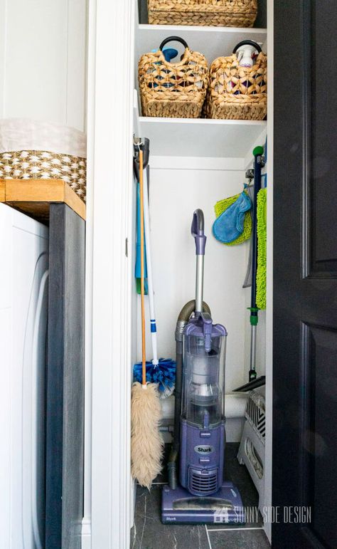 Small Broom Closet, Diy Broom Closet, Make A Broom, Diy Broom, Broom Closet Organizer, Wool Duster, Vacuum Cleaner Storage, Mop Storage, Cleaning Closet Organization