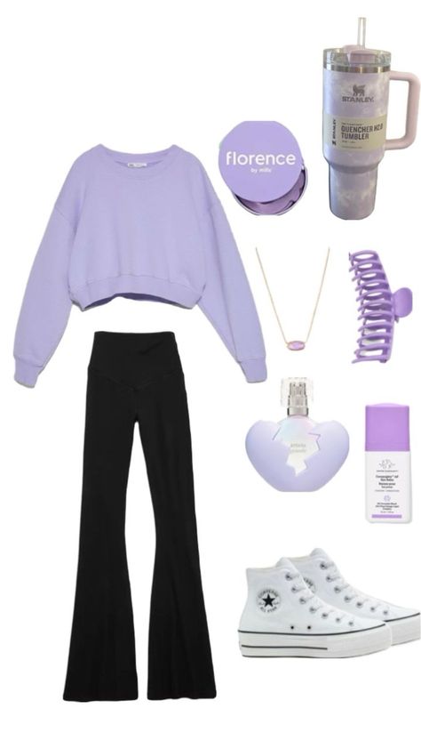 Purple Back To School Outfits, Purple Cute Outfits, Violet Outfit Aesthetic, Shinobu Outfit, Purple Outfit Ideas Casual, Purple Outfits Aesthetic, Purple Aesthetic Outfit, Outfit Ideas Purple, Violet Outfits