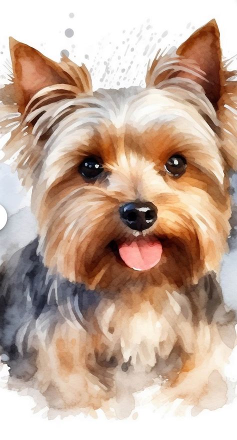 Yorkie Painting Acrylic, Yorkshire Terrier Painting, Watercolor Yorkie Painting, Yorkshire Terrier Watercolor, York Terrier, Yorkie Oil Painting, Yorkie Painting, Baby Yorkie, Cute Dog Drawing