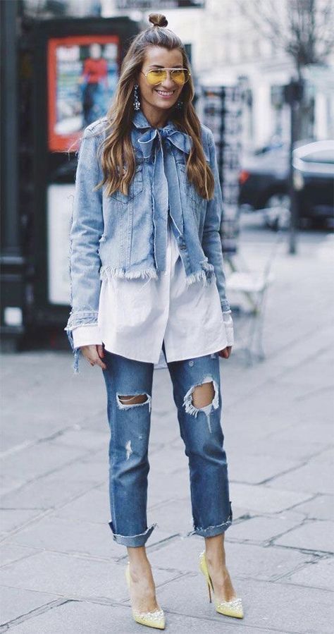 FW SS 2018 Fancy Casual Outfits, Denim Street Style, Looks Jeans, Look Jean, Leandra Medine, Anna Dello Russo, Denim Outfits, All Jeans, Outfit Jeans