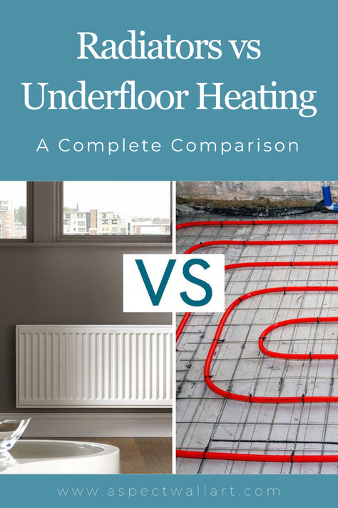 Radiators vs Underfloor Heating - A Complete Comparison Bathroom Heating Ideas, Heating Systems Home, Bathroom Radiator Ideas, Cosy Snug, Under Floor Heating, Country House Kitchen, Home Heating Systems, Underfloor Heating Systems, Cosy Living