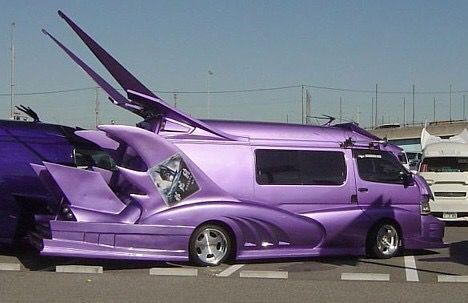 So hideous that I love it! Mini Vans, Dually Trucks, Purple Car, Ferdinand Porsche, Pt Cruiser, Weird Cars, Purple Love, Minivan, Custom Vans